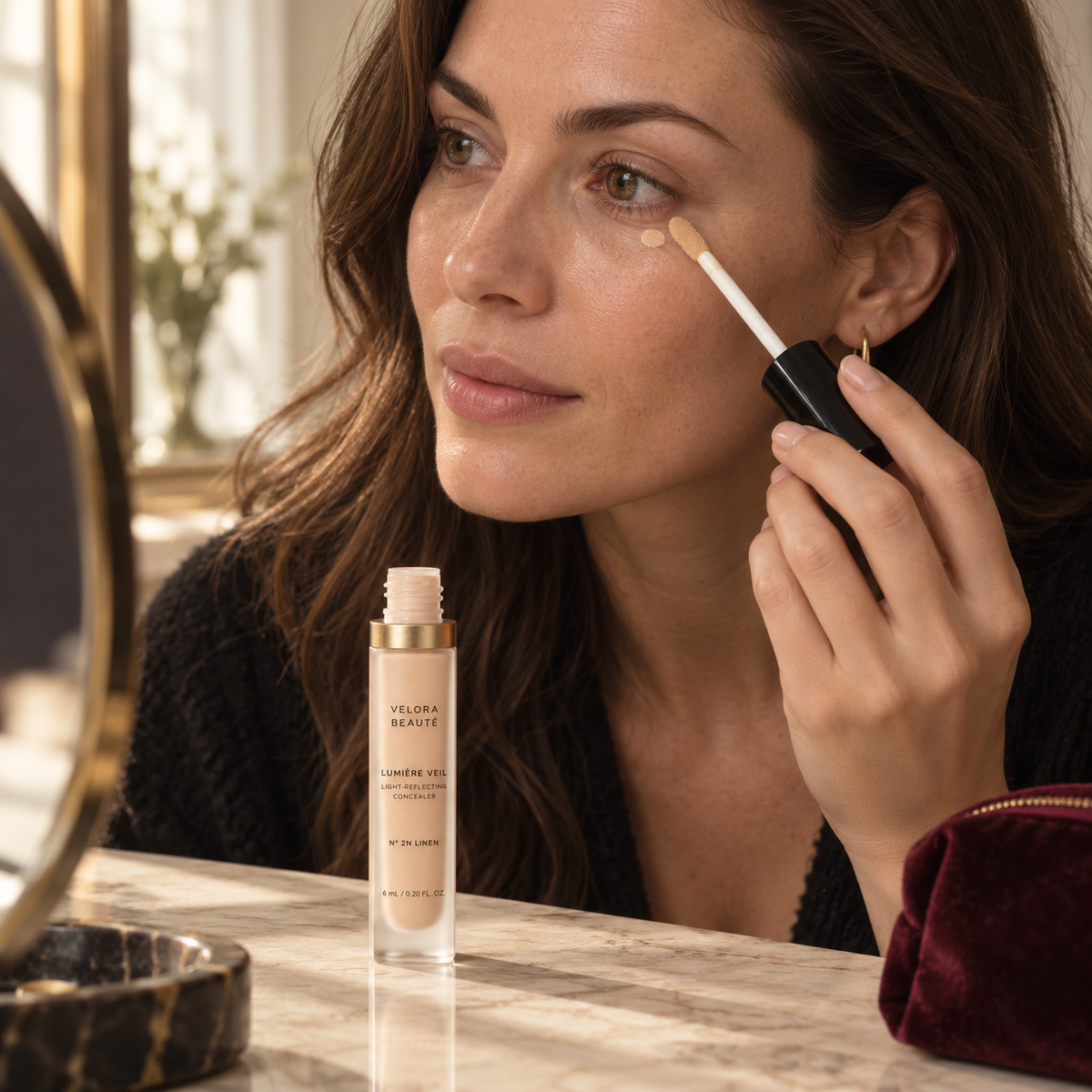 Lumière Concealing Veil shown in a real beauty ritual