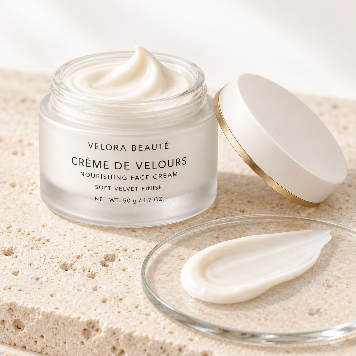 Crème de Velours, whipped ivory face cream texture detail