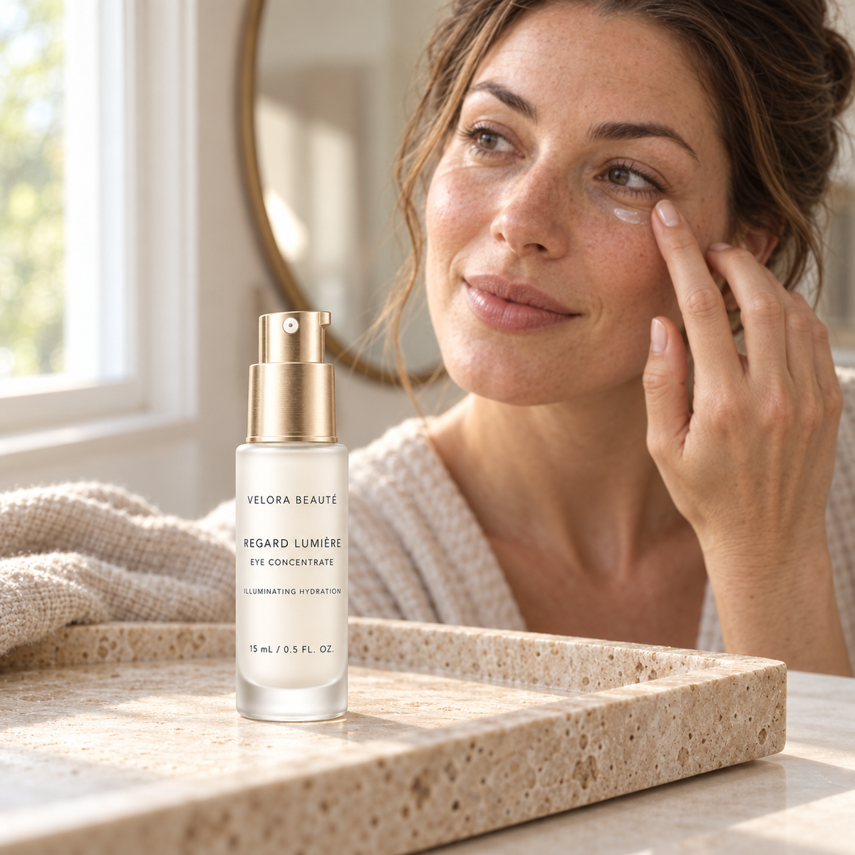 Regard Lumière Eye Concentrate shown in a real beauty ritual