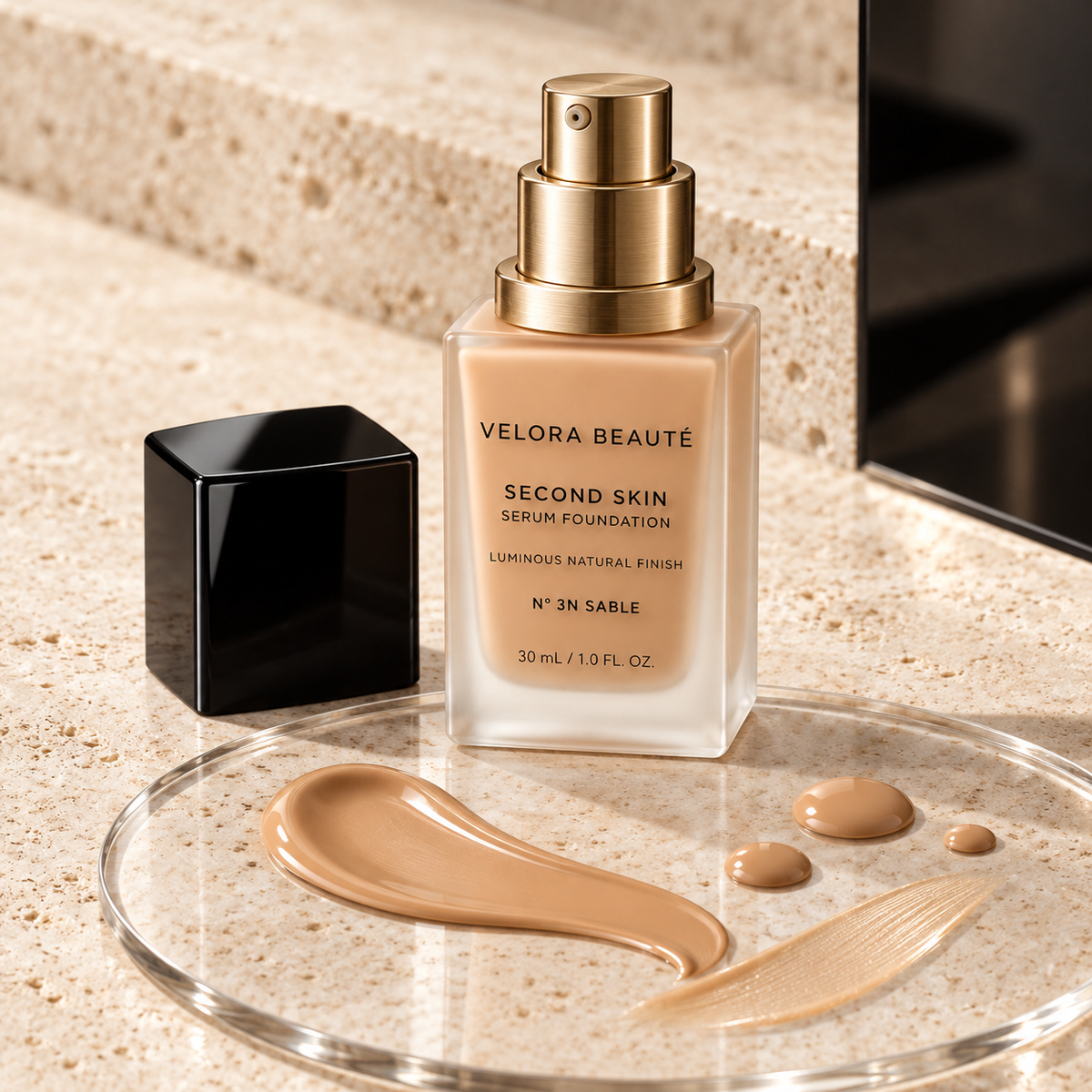 Second Skin Serum Foundation, serum foundation swatch and fluid texture detail