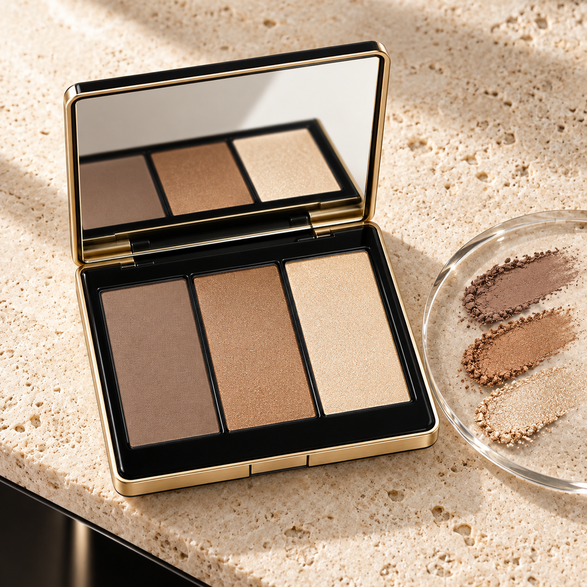 Sculpt & Glow Palette, contour bronze and highlighter powder texture detail