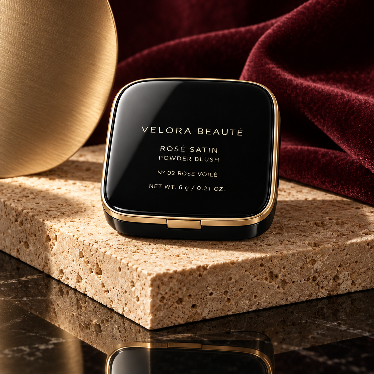 Rosé Satin Blush, VELORA BEAUTÉ luxury campaign poster