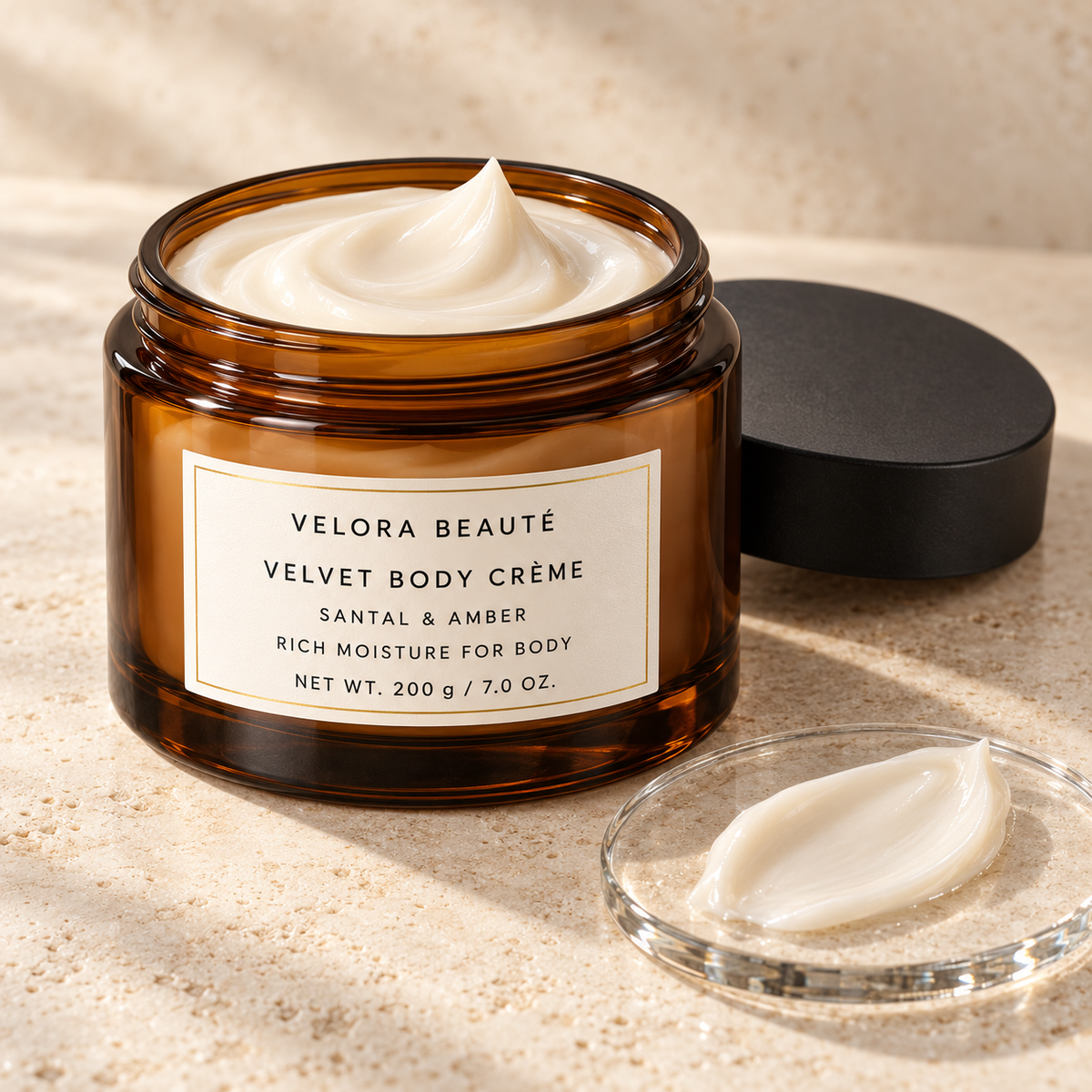 Velvet Body Crème, whipped ivory body cream texture detail