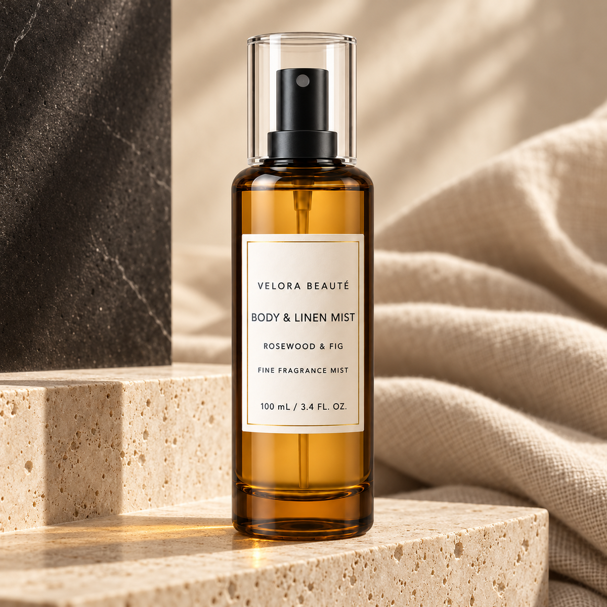 Body & Linen Mist, VELORA BEAUTÉ luxury campaign poster