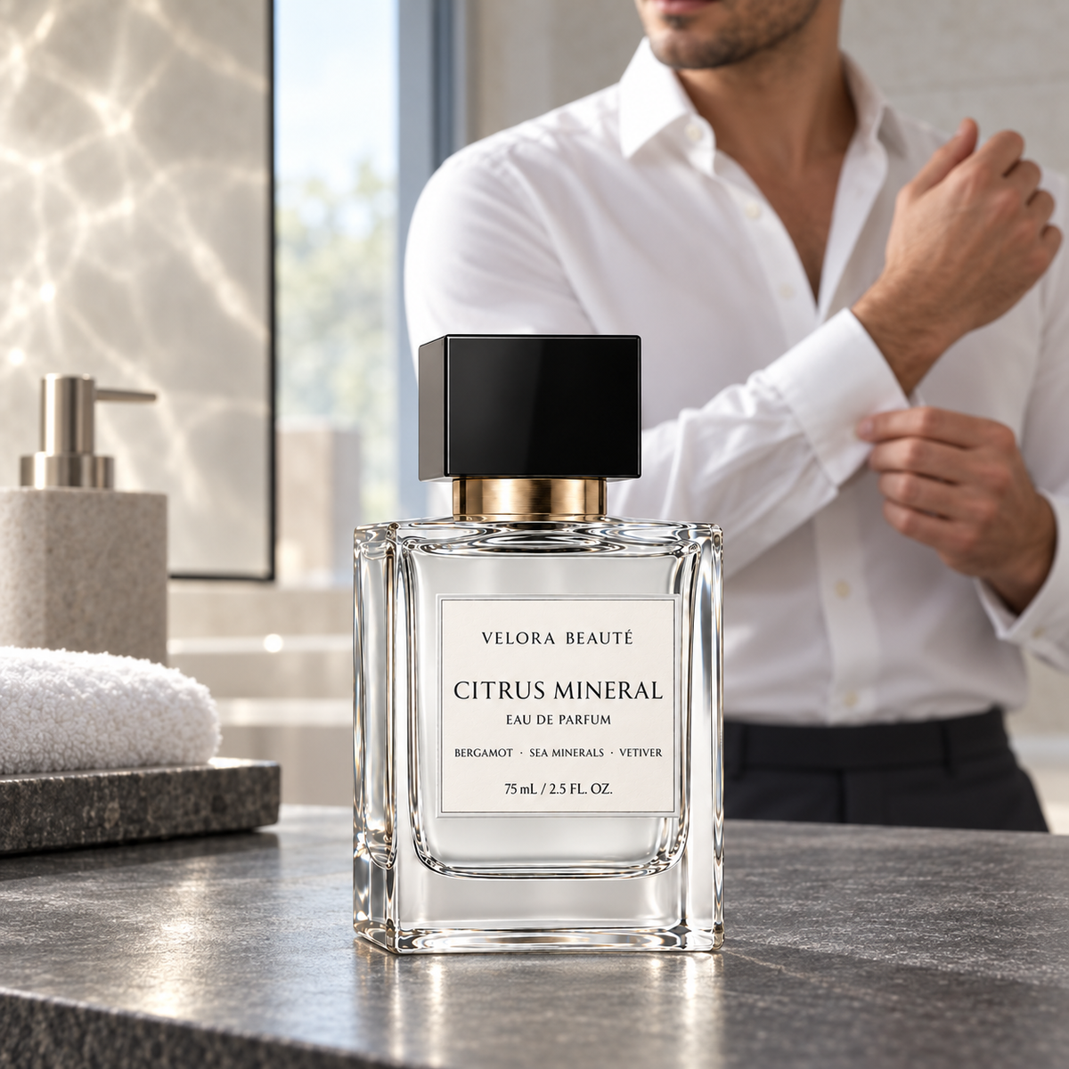 Citrus Mineral Eau de Parfum shown in a real beauty ritual