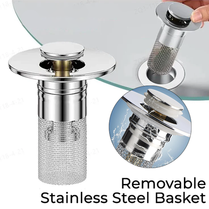 MCOIKY® Sink Drain Strainer with Removable Stainless Steel Basket Ex